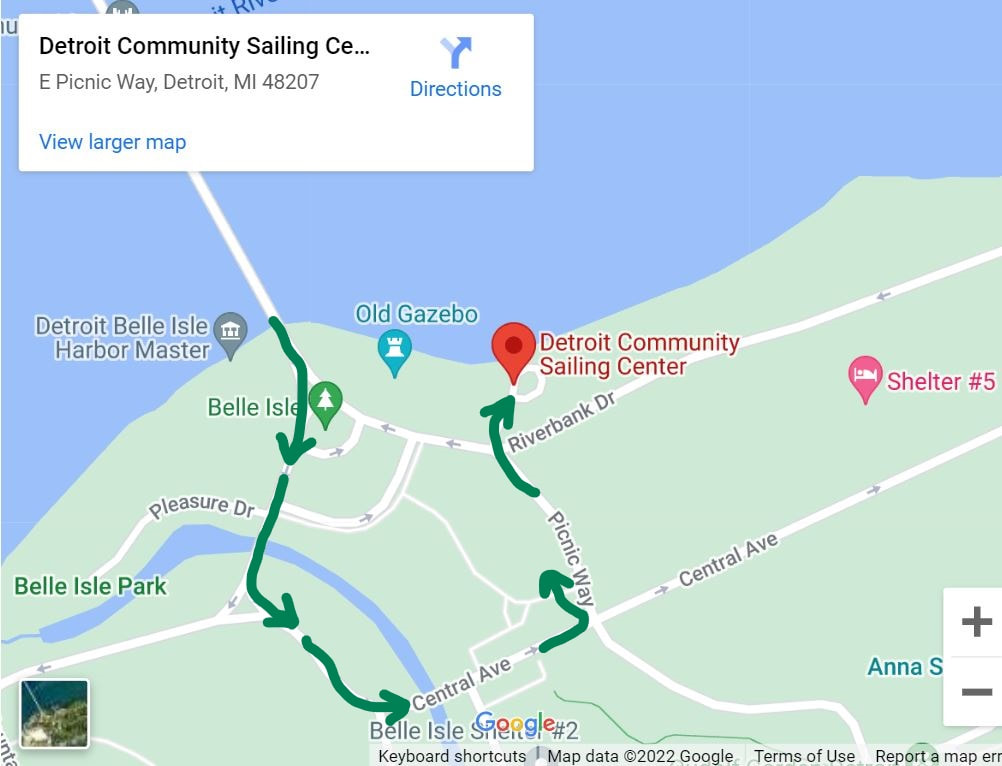 Driving directions to Detroit Community Sailing Center